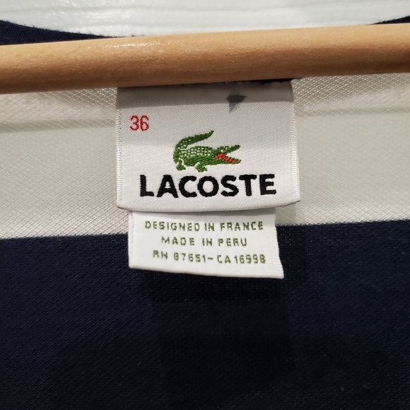Lacoste Striped V Neck Shirt Sz XS - Picture 4 of 6